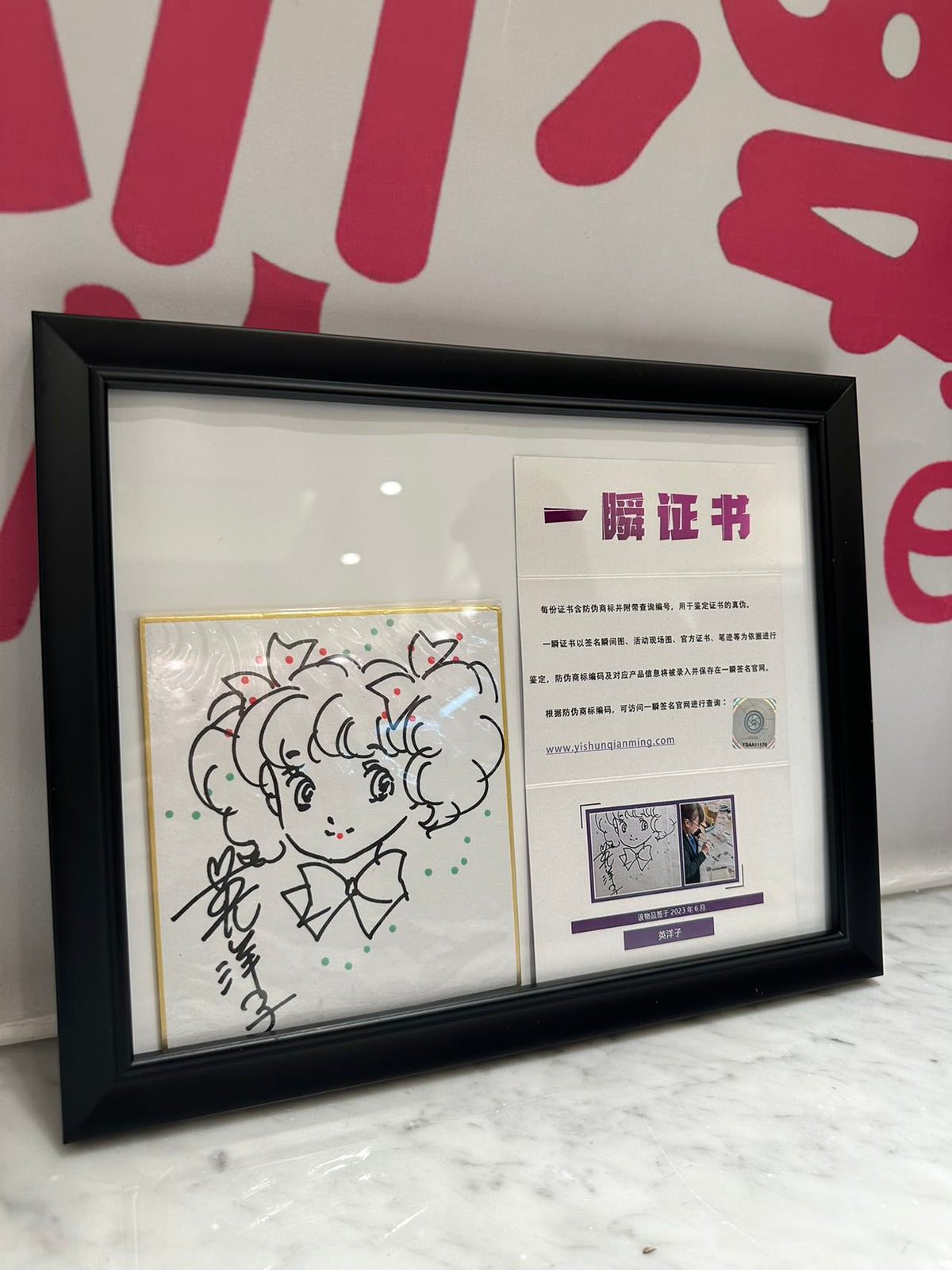Yoko Hanabusa (Shojo Manga Artist) autograph and hand-drew protrait