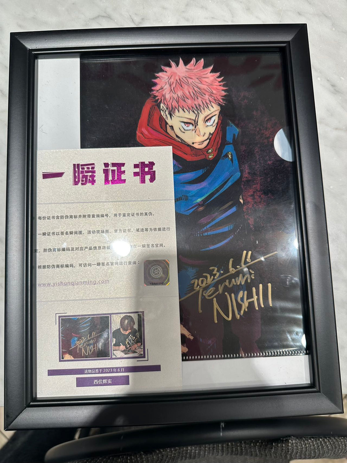 Terumi Nishii (Animator of Jujutsu Kaisen) Autograph on Yuji Itadori folder